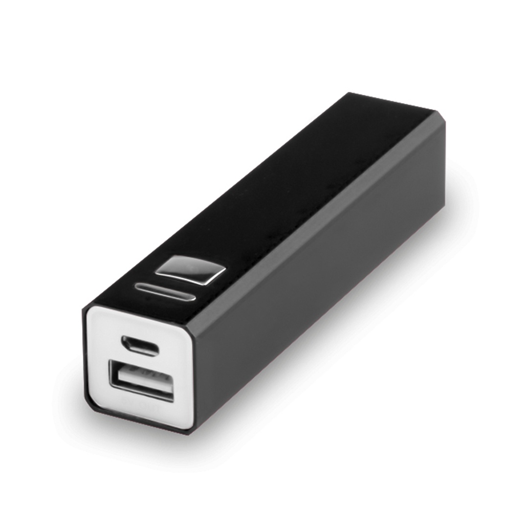 Premium Metal Powerbank 2600 mAh - zwart
